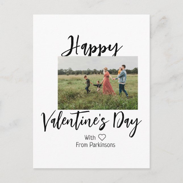 Carte Postale Happy Valentine's day add family name photo simple (Devant)