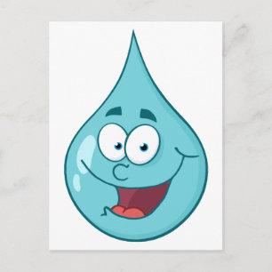 Carte Postale Happy Water Drop Caractère de dessin