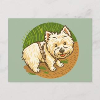 Carte Postale Happy Westie on Nature Trail