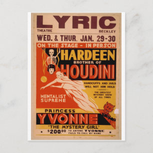 Carte Postale Hardeen frère de Houdini, 'La fille mystère'