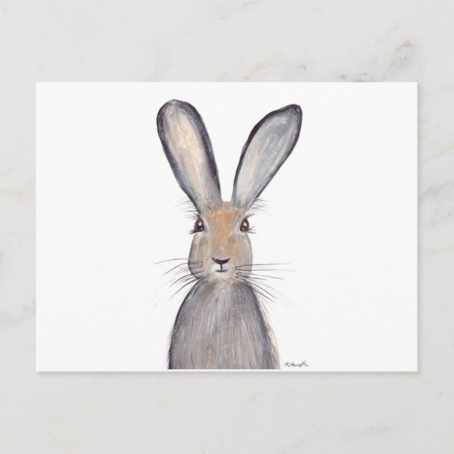 Carte Postale Hare lapin aquarelle animal bois mignon (Devant)