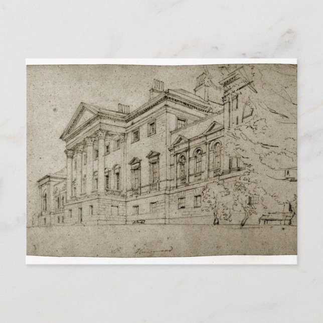 Carte Postale Harewood House, Yorkshire, c.1798 (graphite sur te (Devant)