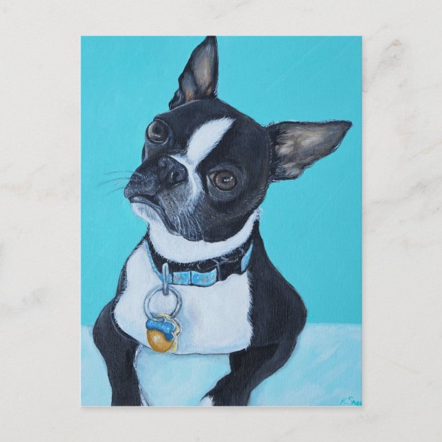 Carte Postale Haricots the Boston Terrier Painting (Devant)
