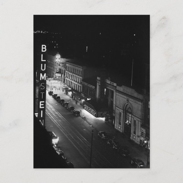 Carte Postale Harlem à la nuit, 1941 (Devant)