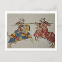 Harley 4205 f.366 chevaliers joutants, c.1445