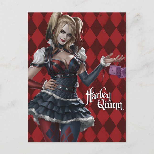 Carte Postale Harley Quinn Avec Dice Fuzzy (Devant)