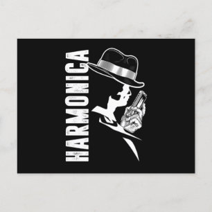 Carte Postale Harmonica Blues Music Sound Instrument Band Cadeau