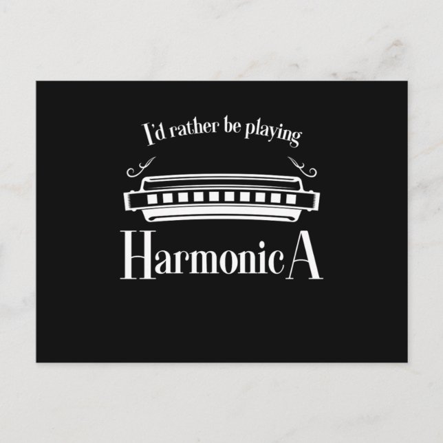 Carte Postale Harmonica Music Instrument Acoustic Blues Gift (Devant)
