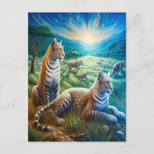 Carte Postale Harmonie Féline dans la Prairie