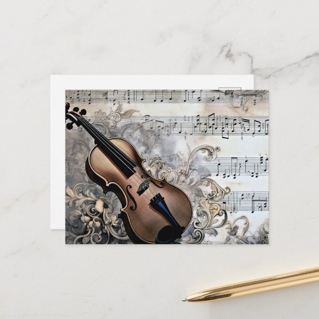 Carte Postale Harmonisation de la technologie, illustration musi (Devant/Arrière en situation)