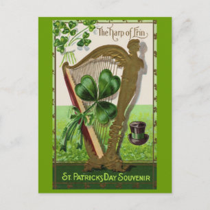 Carte Postale Harpe d'Erin Vintage St. Patrick's Day