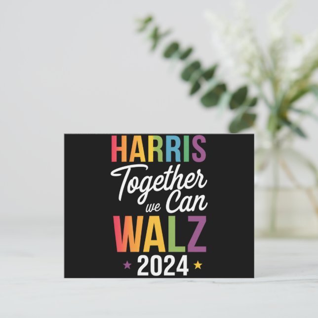 Carte Postale Harris Walz 2024 Kamala Ensemble nous pouvons LGBT (Debout devant)