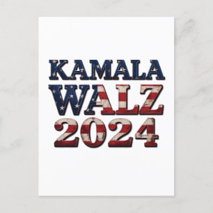 Carte Postale Harris Walz Élection 2024 Kamala Tim Waltz