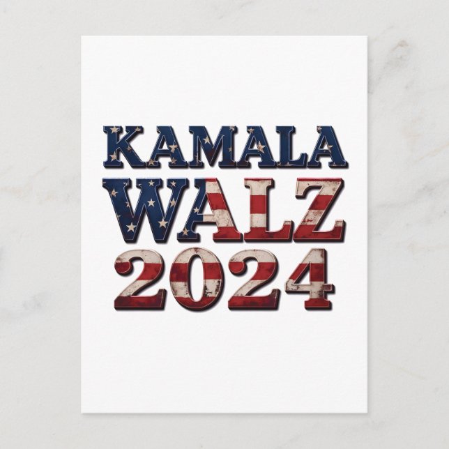 Carte Postale Harris Walz Élection 2024 Kamala Tim Waltz (Devant)