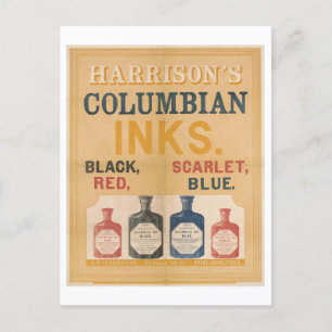 Carte Postale Harrison's Columbian Inks Publicité Vintage
