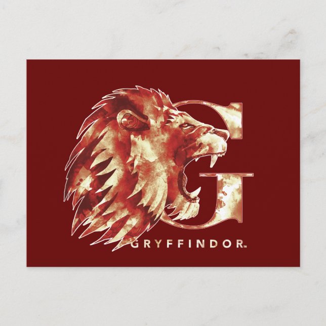 Carte Postale Harry Potter | Aquarelle Lion GRYFFINDOR™ (Devant)