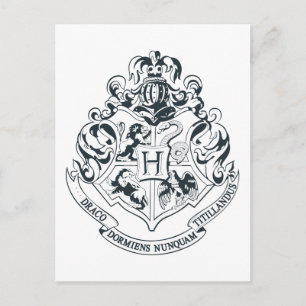 Carte Postale Harry Potter   Blason de Poudlard - Noir et Blanc