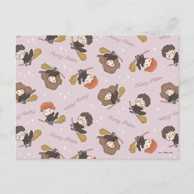 Carte Postale HARRY POTTER™, Hermione & Ron Flying Motif (Devant)