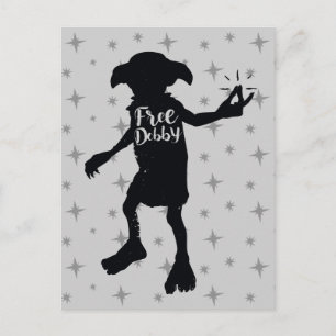 Carte Postale Harry Potter   "Libre Dobby" Typographie en silhou