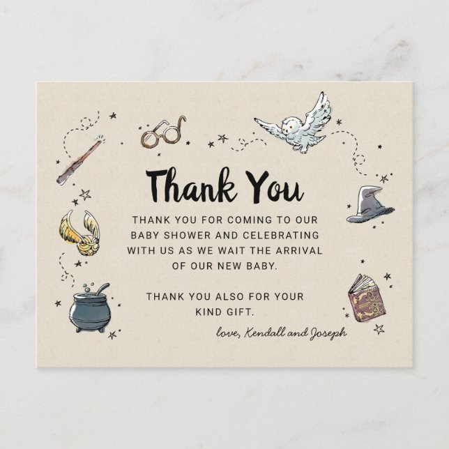 Carte Postale Harry Potter | Remerciements pour Baby Shower (Devant)