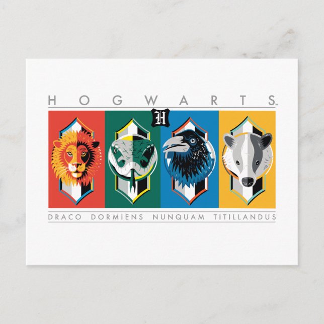 Carte Postale Harry Potter | Sigles de maison HOGWARTS™ (Devant)