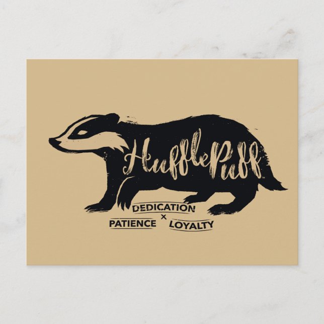 Carte Postale Harry Potter| Typographie silhouette de HUFFLEPUFF (Devant)