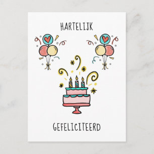 Carte Postale Hartelijk Gefeliciteerd   Joyeux anniversaire