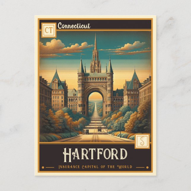 Carte Postale Hartford, Connecticut | VINTAGE (Devant)