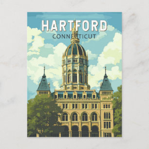 Carte Postale Hartford Connecticut Voyage Art Rétro