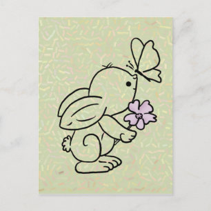 Carte Postale Hase mit Schmetterling