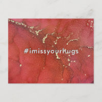 Hashtag I Miss Your Hugs Red & Gold Liquid Art