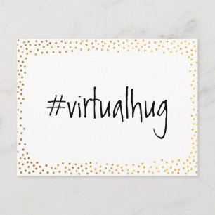Carte Postale Hashtag Virtual Hug avec Faux Gold Confetti