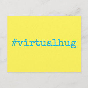 Carte Postale Hashtag Virtual Hug dans Bright Sky Blue & Yellow