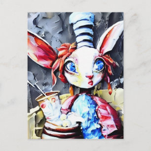 Carte postale Hatter Lapin Blanc
