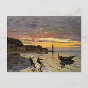 Carte Postale Hauling a Boat Ashore, Honfleur by Claude Monet