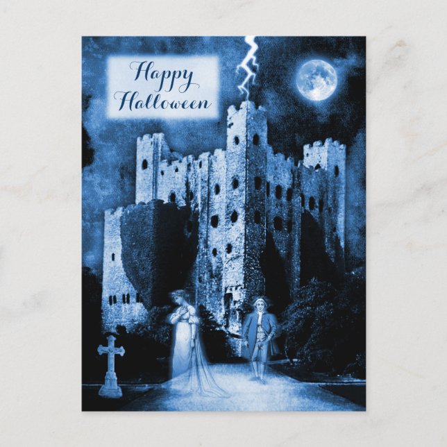 Carte Postale Hauné Château Gothic Happy Halloween (Devant)