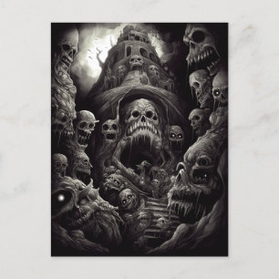 Carte Postale Haunted Building Monsters Horror Art Postcard