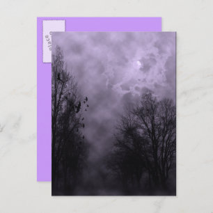 Carte Postale Haunted Halloween Violet Mist Sky avec Ravens