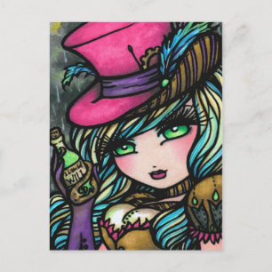 Carte Postale Haut de forme steampunk, fée et potion