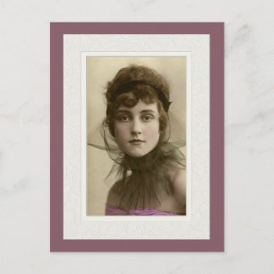 Carte Postale Haut victorien intense regard résille rose dessus