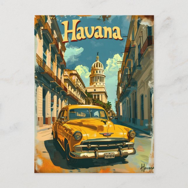 Carte Postale Havana Dreams : Croisière en voiture d'époque (Devant)