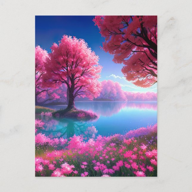 Carte Postale Havre rose en fleur (Devant)