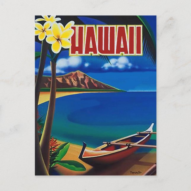 Carte Postale Hawaï, paradis tropical, bateau de pêche sur la cô (Devant)