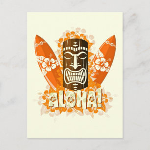 Carte Postale Hawaii Aloha Luau Tiki Masque