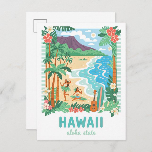 Carte Postale Hawaii Aloha State USA Summer Travel (Devant / Derrière)