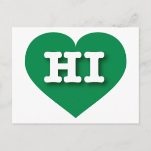 Carte Postale Hawaii Green Heart - J'aime HI