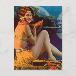 Carte Postale Hawaii, Hawaiian Pin-up Girl, voyage vintage