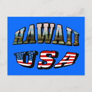 Carte Postale Hawaii Picture et USA Flag Text
