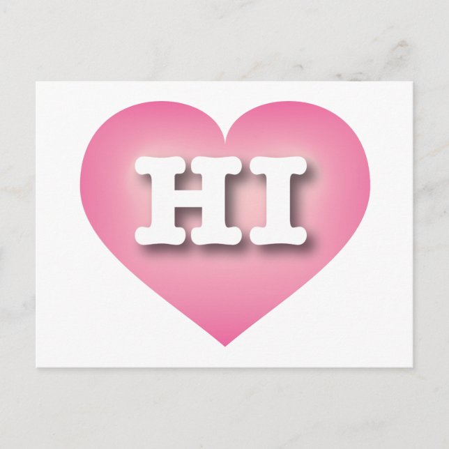 Carte Postale Hawaii Pink Fade Heart - J'aime HI (Devant)