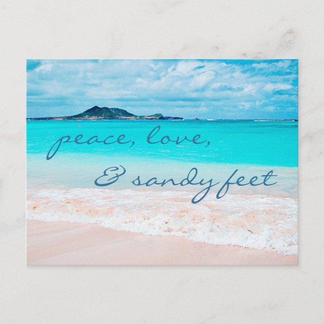 Carte Postale Hawaii Tropical Beach Peace Love Sandy Pieds Scrip (Devant)